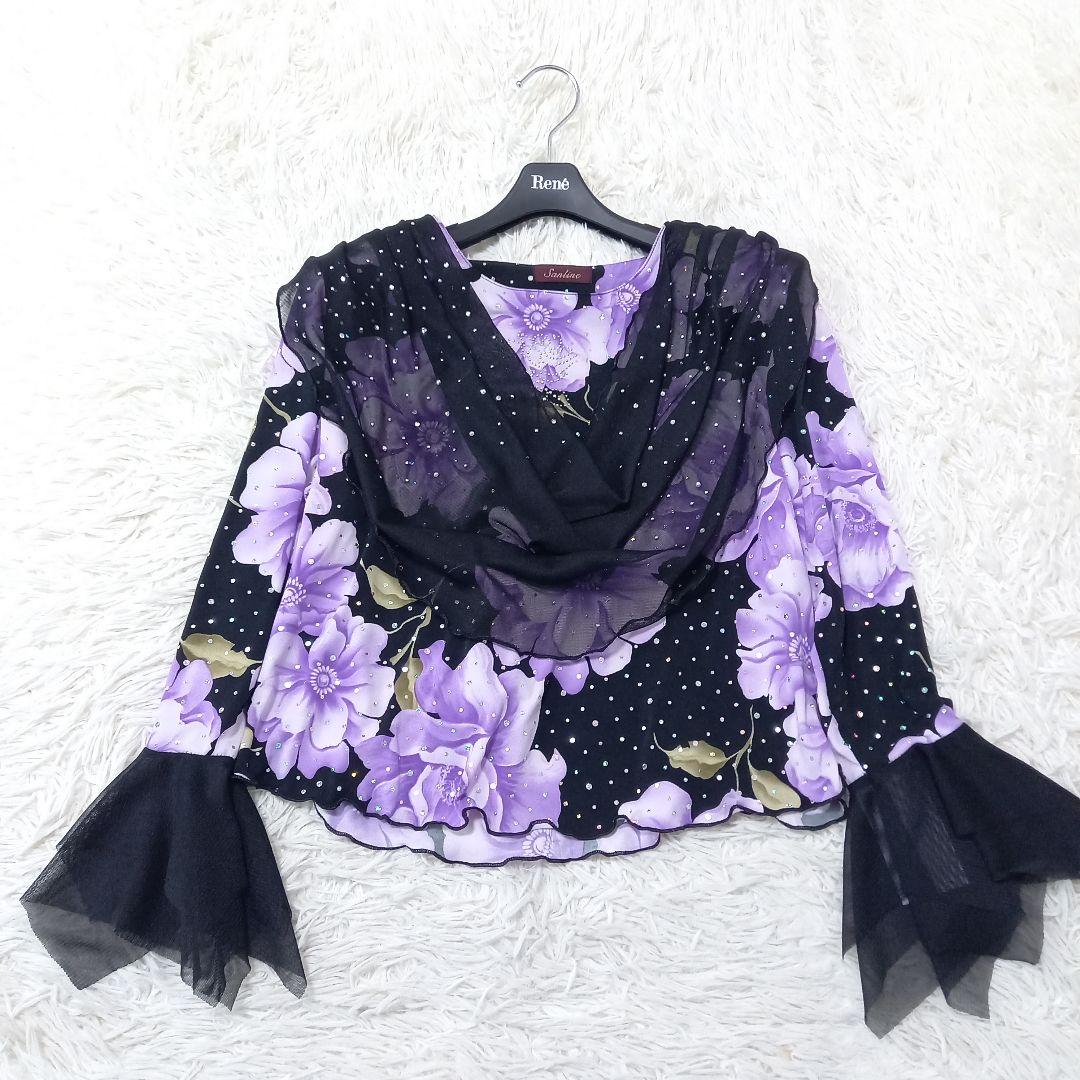 Sanline　サンリーヌ　社交ダンス　セットアップ　ドレス　スパンコール　薔薇