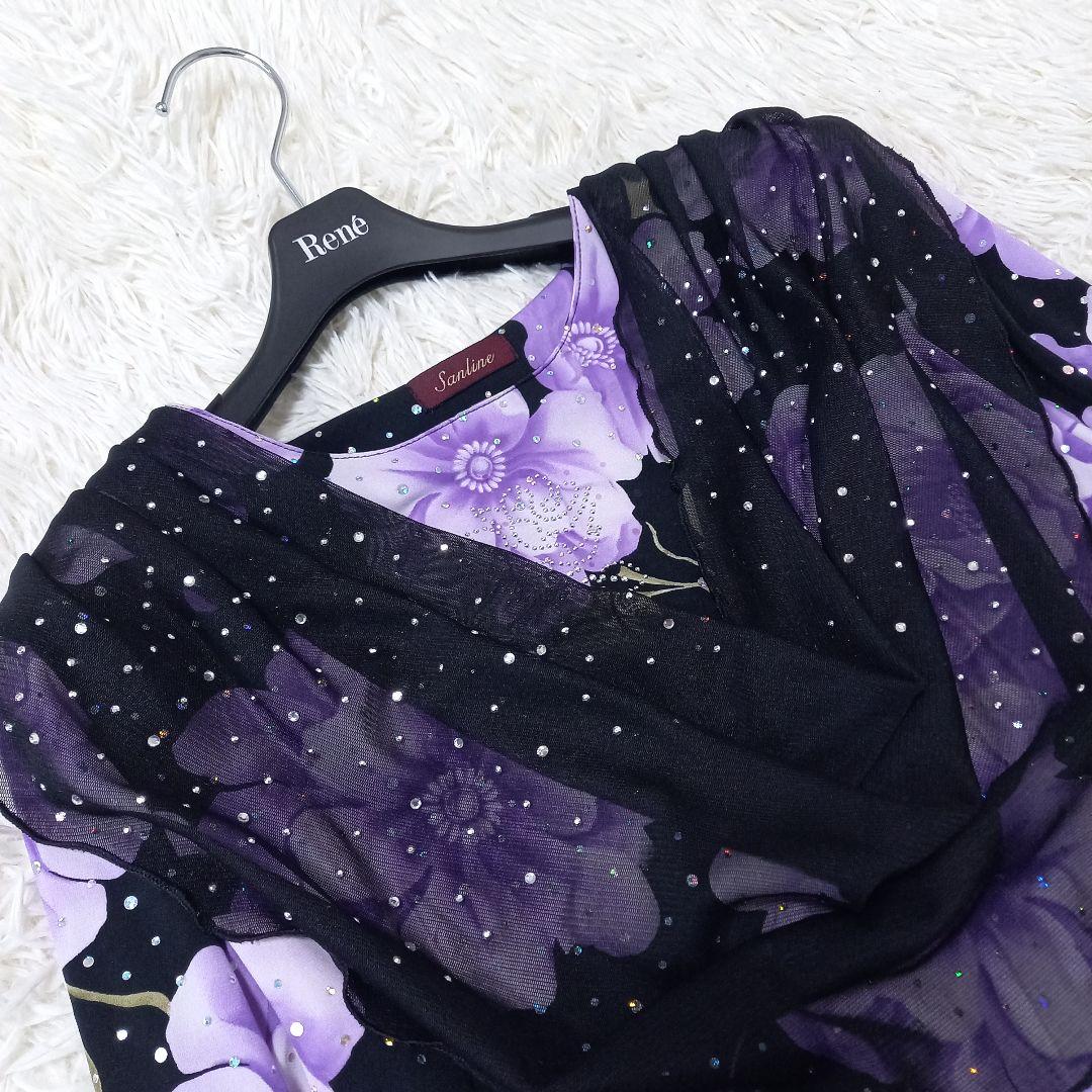 Sanline　サンリーヌ　社交ダンス　セットアップ　ドレス　スパンコール　薔薇