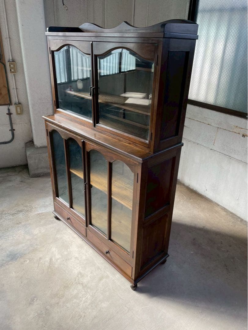 激レア‼️イギリス　アンティーク　丸足　キュリオケース　什器　キャビネット　英国