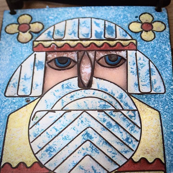 1974年 ロシア（ソ連）モスクワ製造 銅板七宝 タペストリー（漁師と魚の物語）