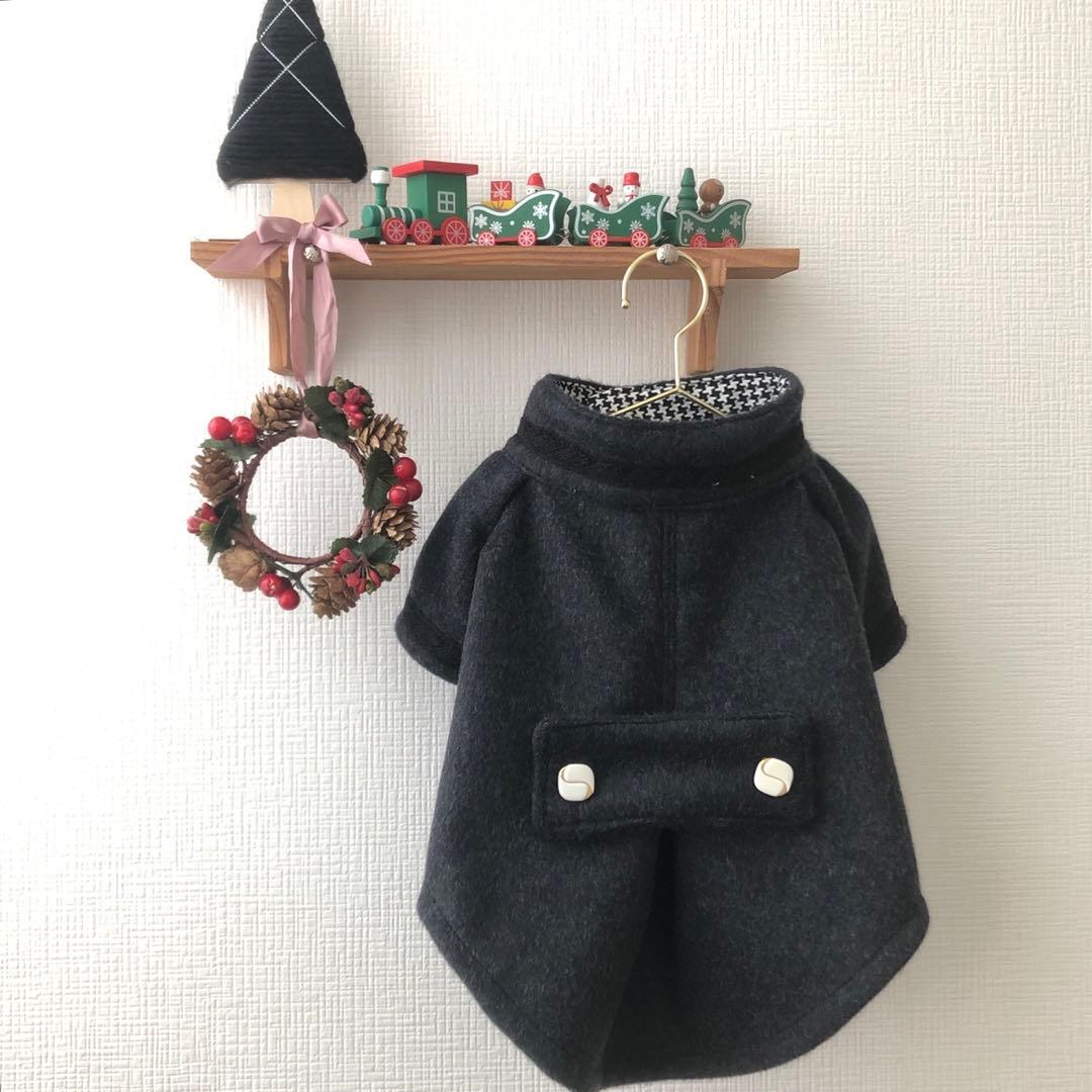 ハンドメイド　ダブルボタンタックコート　オーダー小型犬