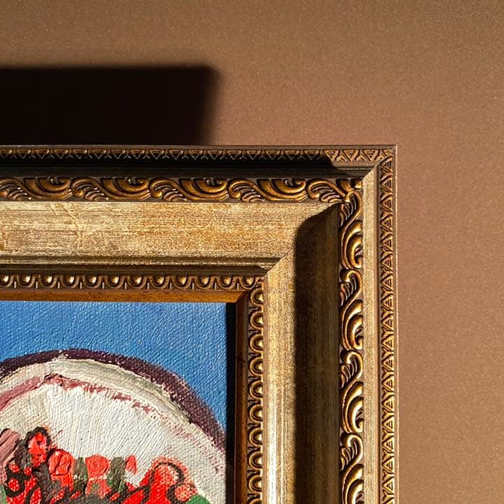 ★真作★ 文勝(ウンシュン) たわわの実 油絵 額付き 貴重作品