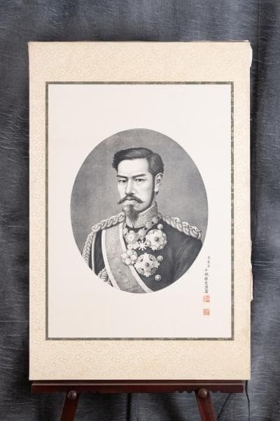 明治26年 ★『明治天皇陛下肖像画』★高精細な肖像画 ！ 約97×64cm