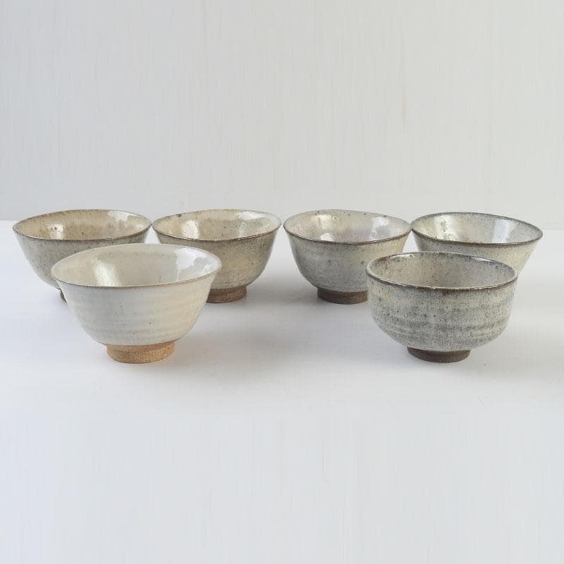 ゆき　茶道具　三蔵窯　粉引など　数茶碗六種十二客　時代箱付　M　9536A