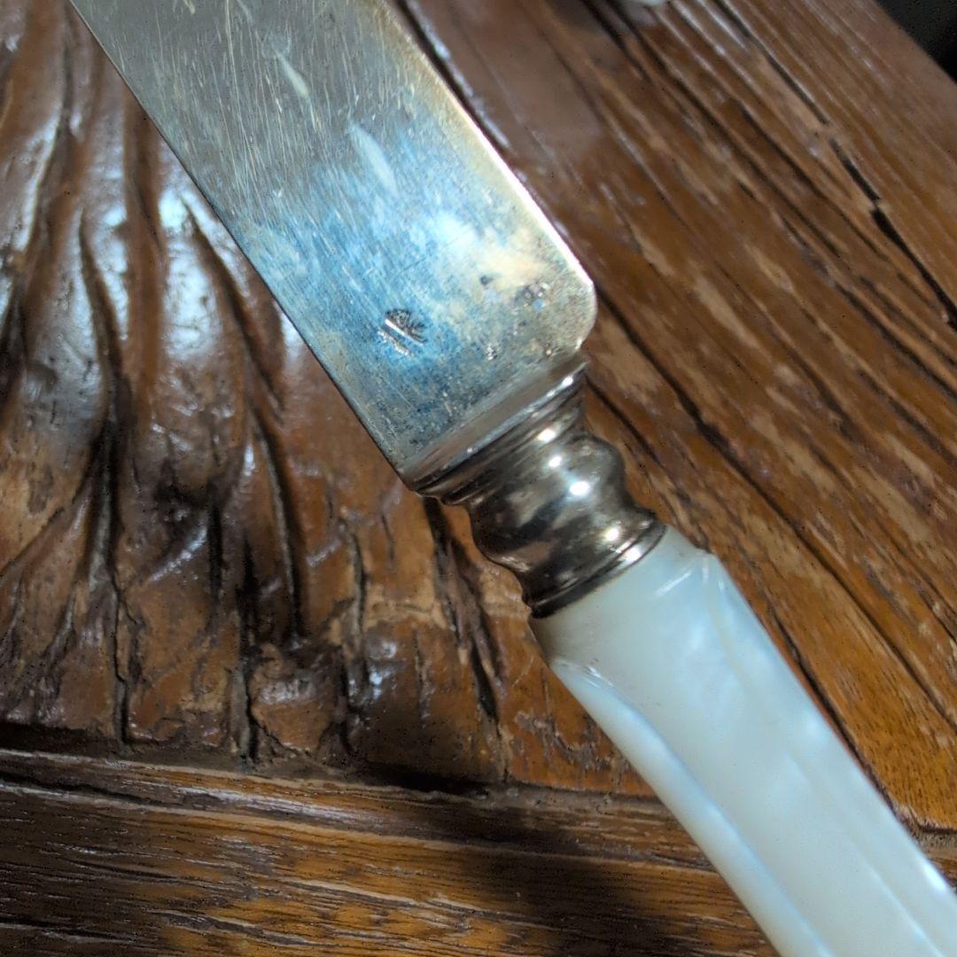 フランスアンティーク　純銀製　マザーオブパール　ナイフ
