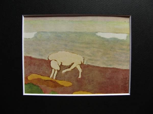 熊谷　守一、仔牛、希少限定版、額装用画集、新品額装付