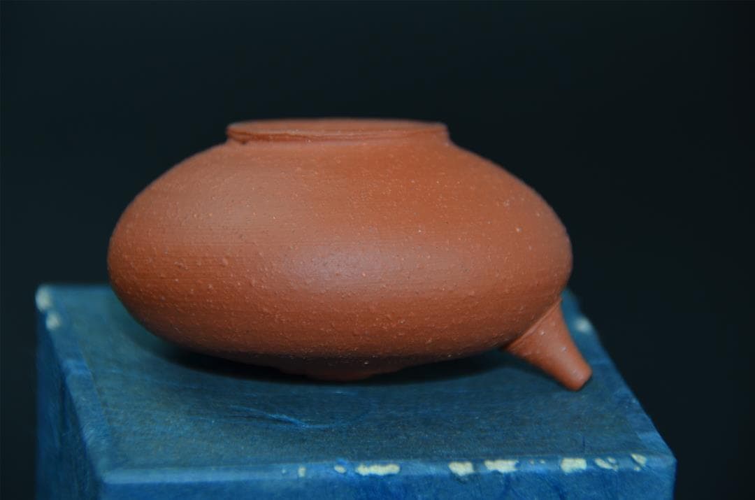 人間国宝『三代山田常山』作 梨皮　朱泥 水滴 常滑焼　朱泥　書道具