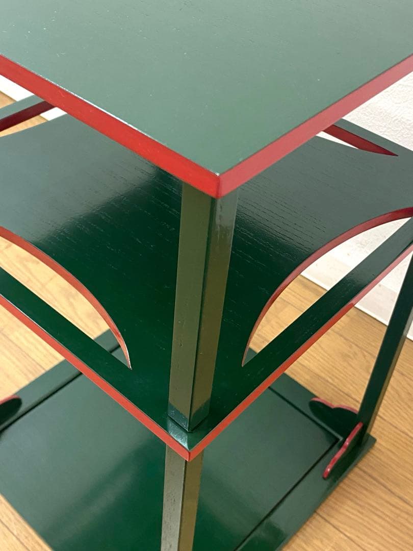 美品 茶道具 青漆爪紅 糸巻棚 茶棚 組立式 共箱