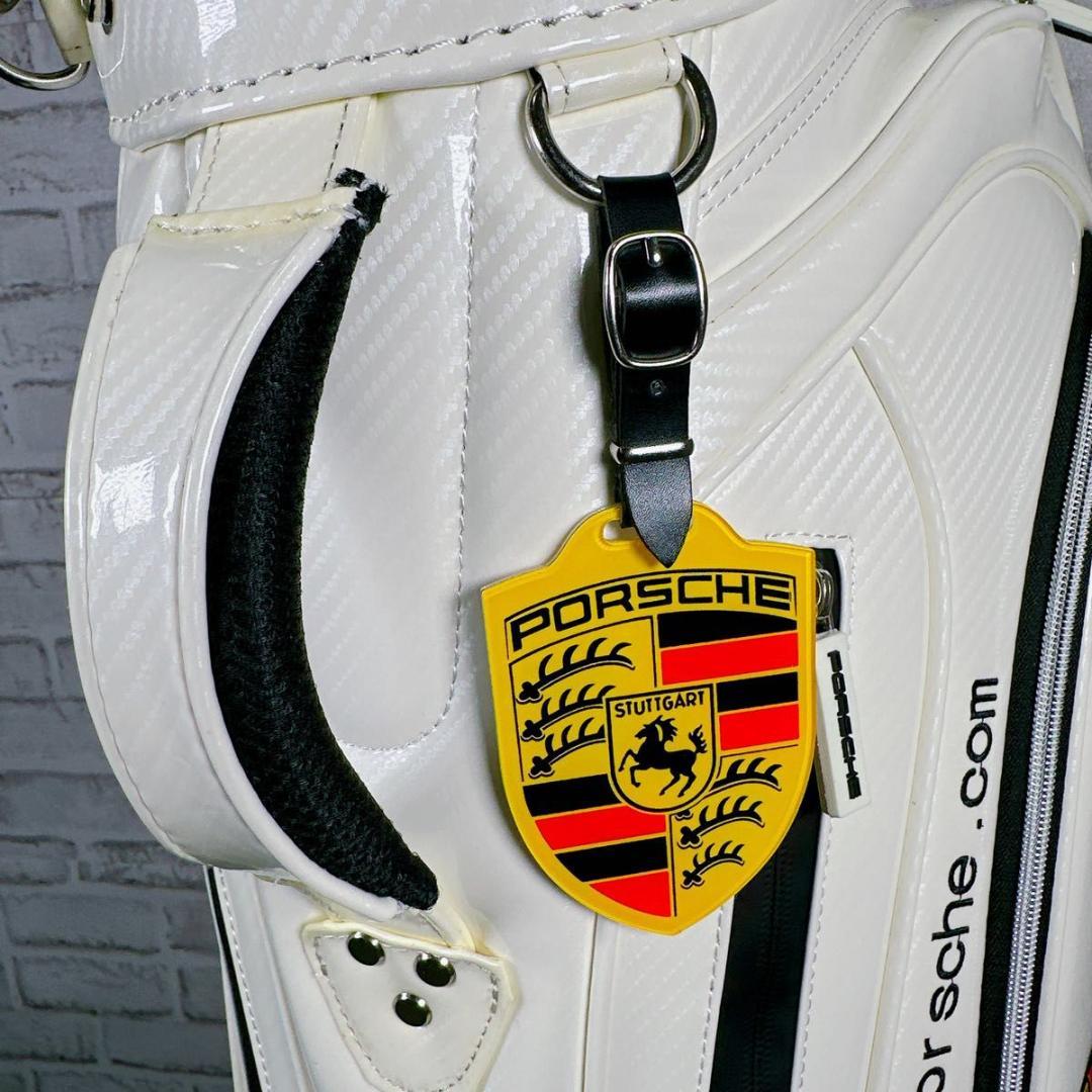 未使用　ポルシェ　キャディバッグ エナメル　スタンド式　 ホワイト スポーティ