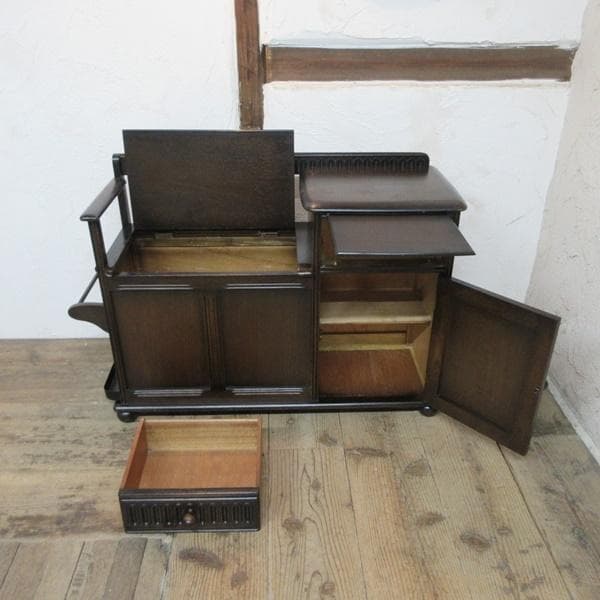 イギリス アンティーク 家具 テレフォンベンチ サイドテーブル 収納 6931d