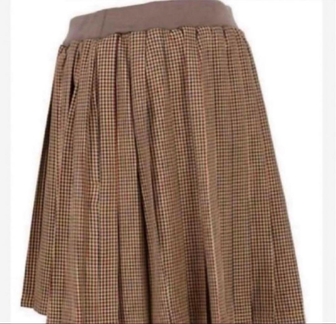 No.591 FILA キャメルガンクラブチェックのプリーツスコート☆XL☆