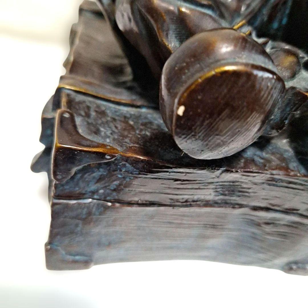 置物　ブロンズ像　本を読む少年　インテリア　アンティーク　オブジェ　　希少