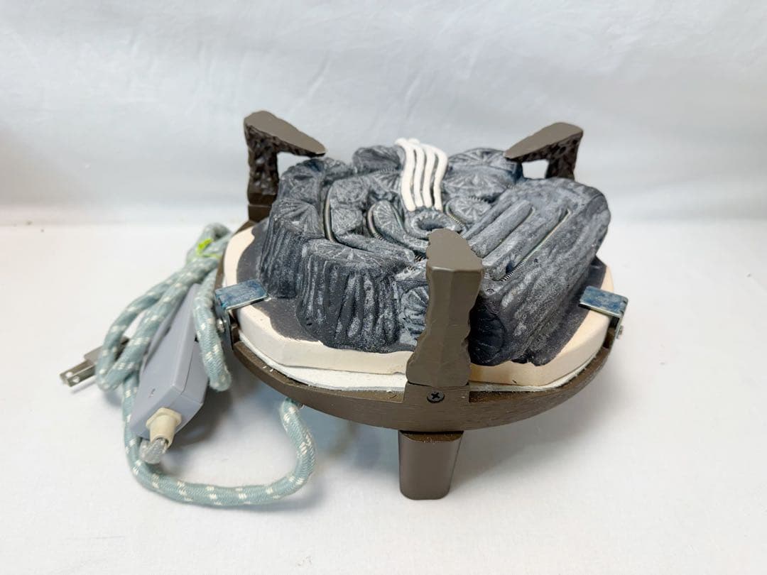 未使用 茶道具 桑 置炉 磨入子 炉.置炉用炭型電熱器 2点セット 元箱