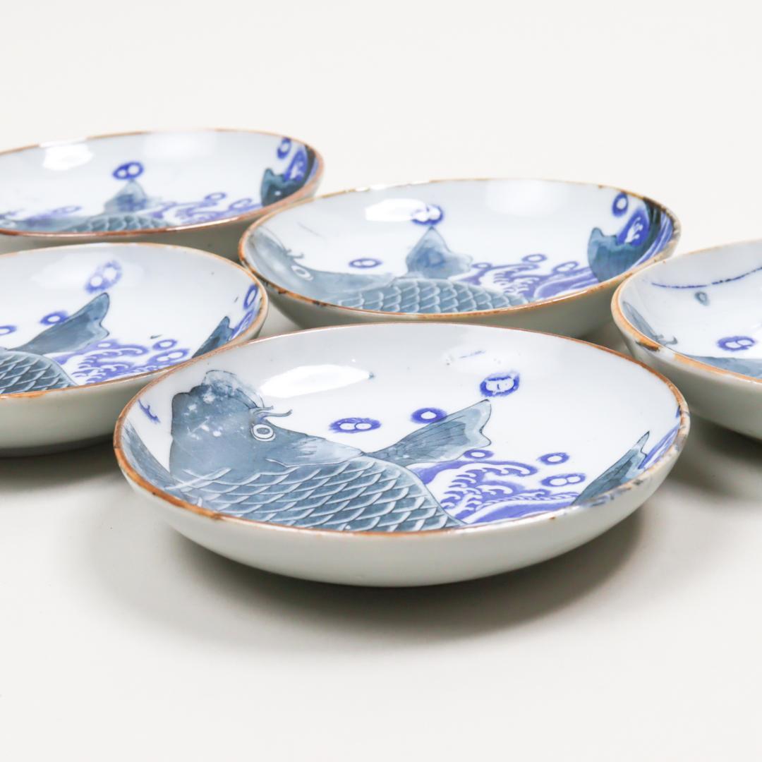 伊万里 波鯉図 皿揃い 5枚