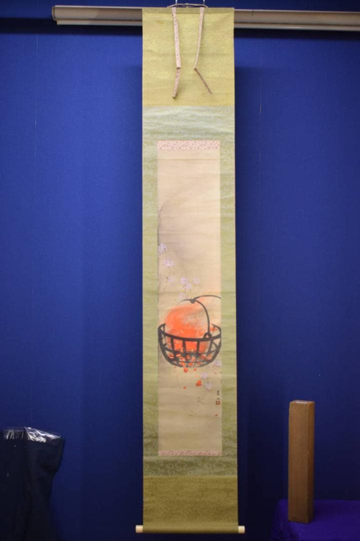 真作/杉浦芳雨/夜桜松明図/布袋屋掛軸HI-14