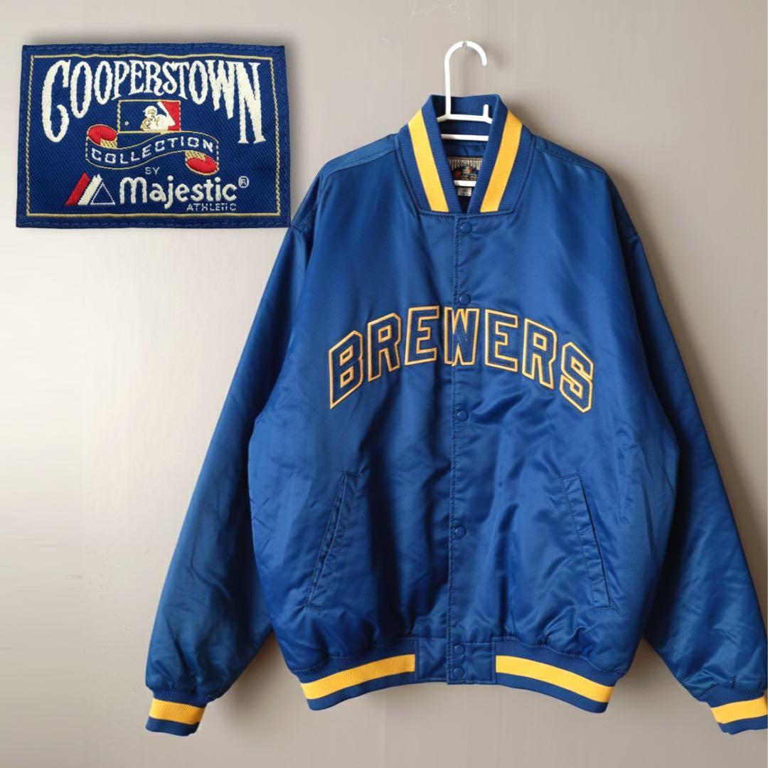 マジェスティック ミルウォーキー・ブルワーズ サテンジャケット/MLB/メンズ