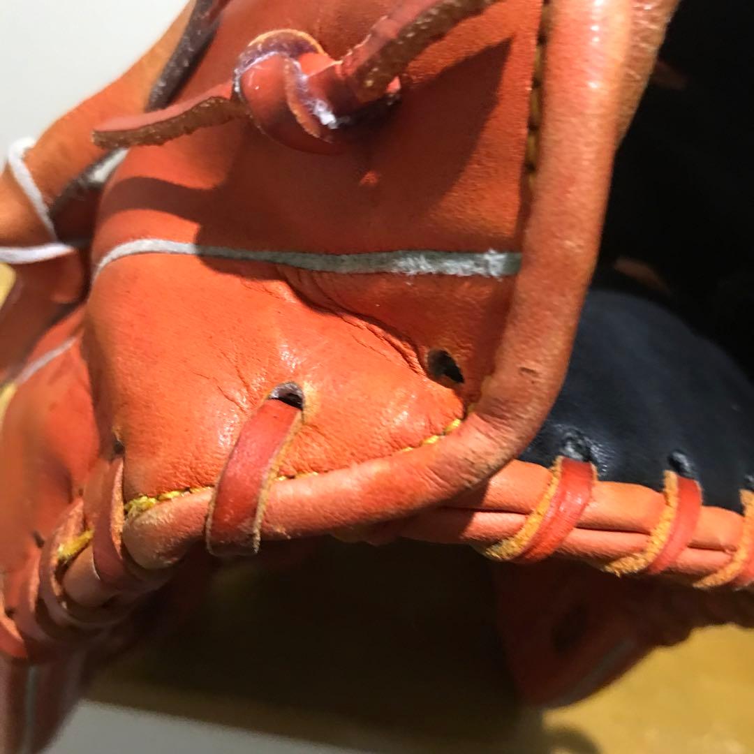 adidas 大人用 外野手 軟式野球グローブ オレンジ レザー