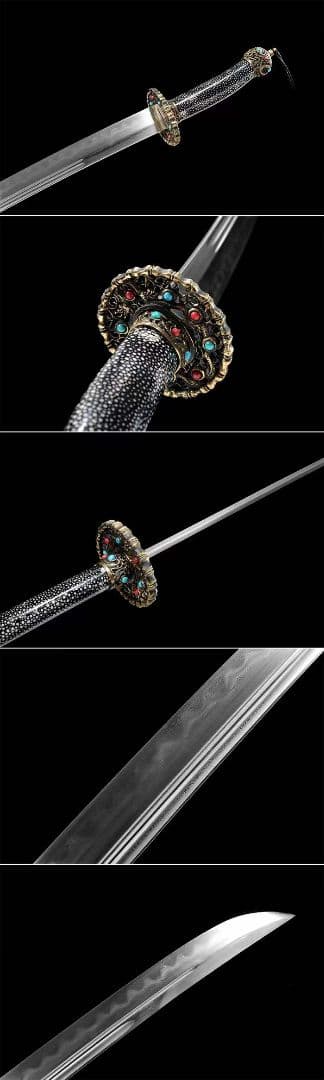 郡王サーベル（魚皮黒金）古兵器 武具　刀装具　日本刀　模造刀 居合刀