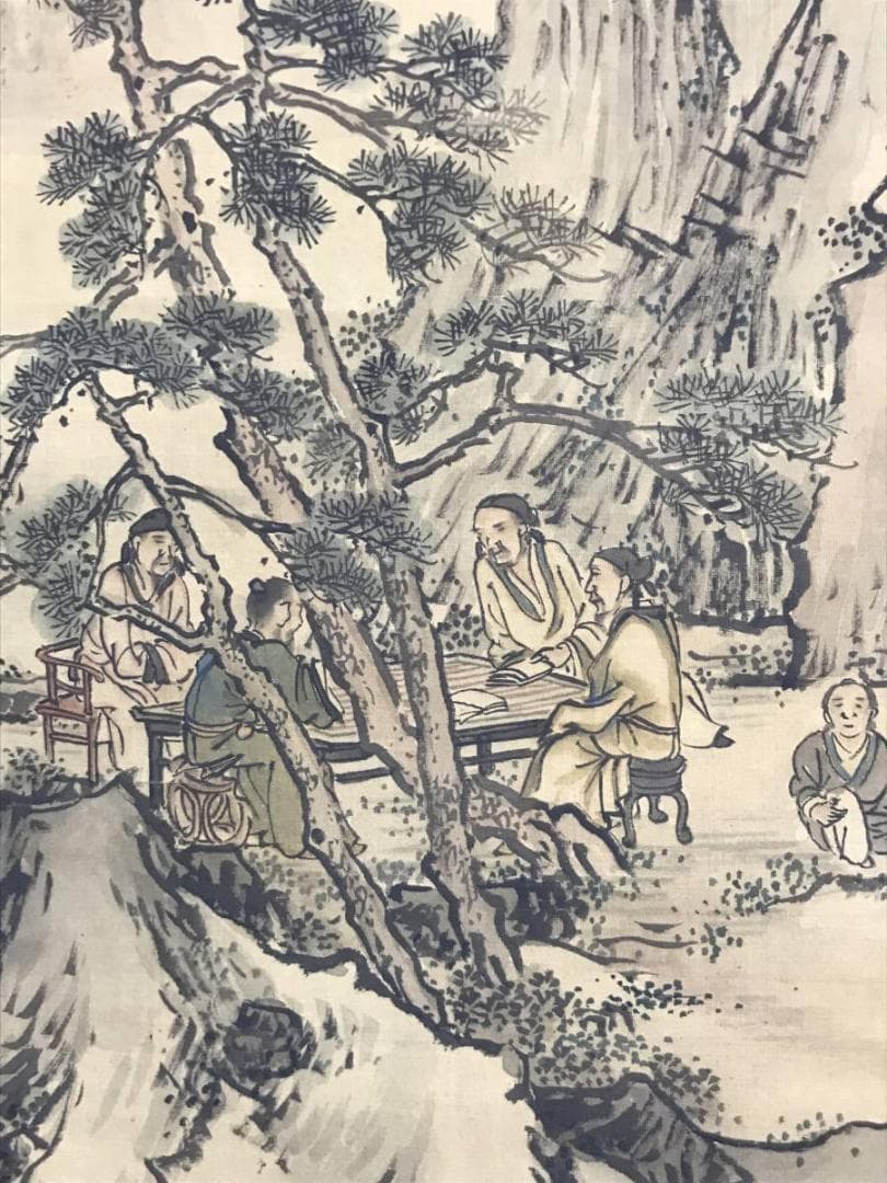 【真作】岡本豊彦/山水人物図/山水図/人物図/掛軸/名家伝来/AD-64