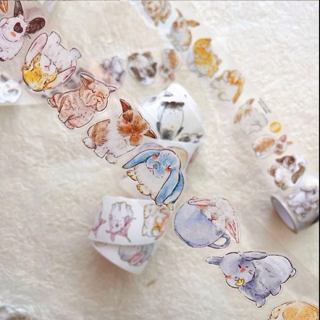 PET 兔叽 ダイカット加工 3.5cm×6m 海外マスキングテープ　ウサギ