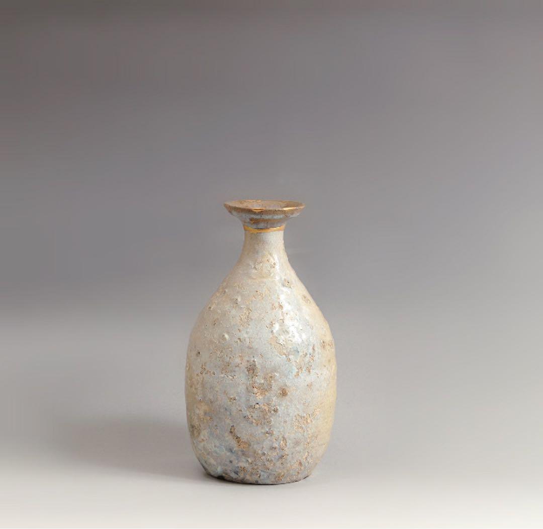 無地志野織部 美濃灰釉 窯変 徳利 酒器 古瀬戸 古美濃 古美術 古道具