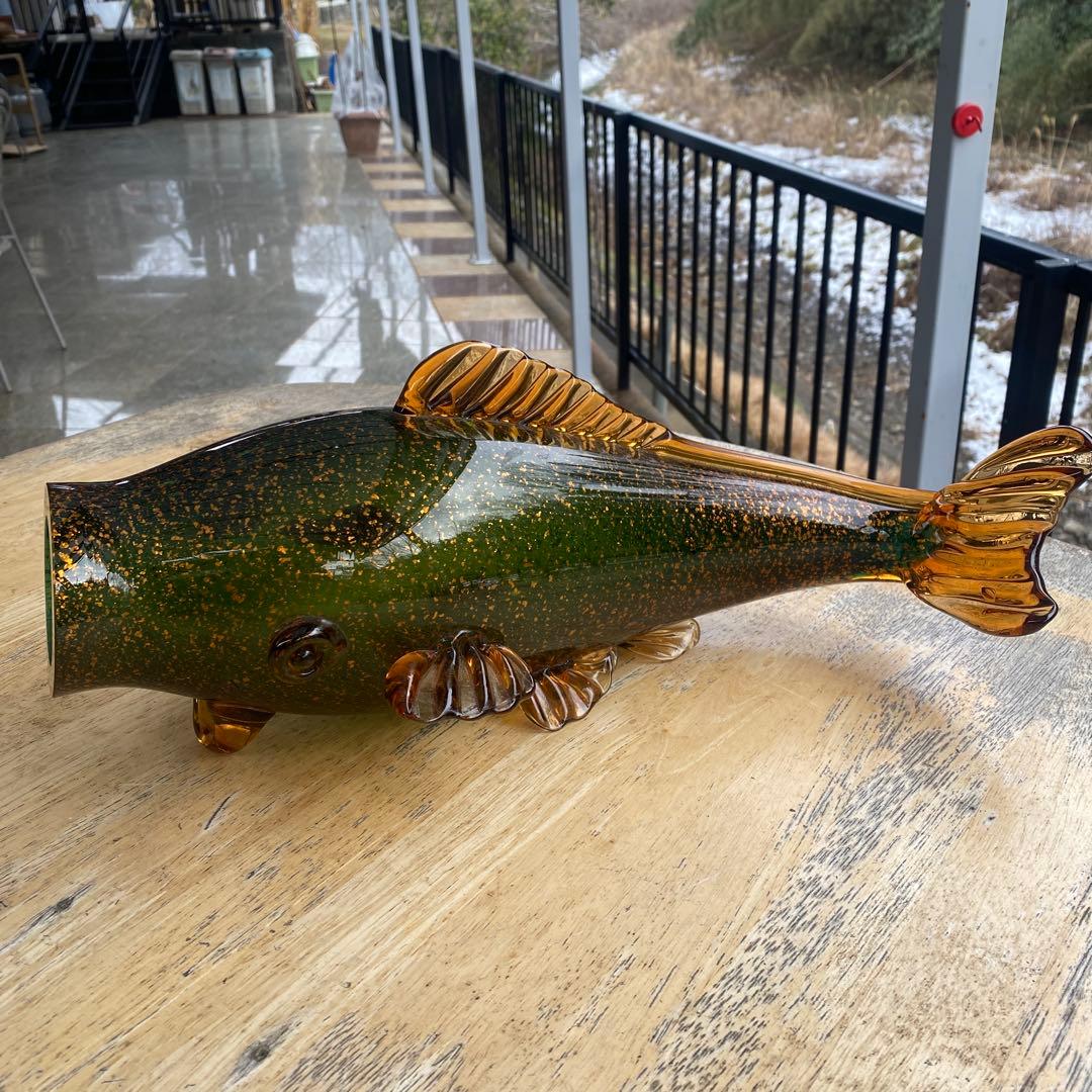 鯉　錦鯉　ガラス製　装飾品　置物　長さ42cm 重さ3.1kg