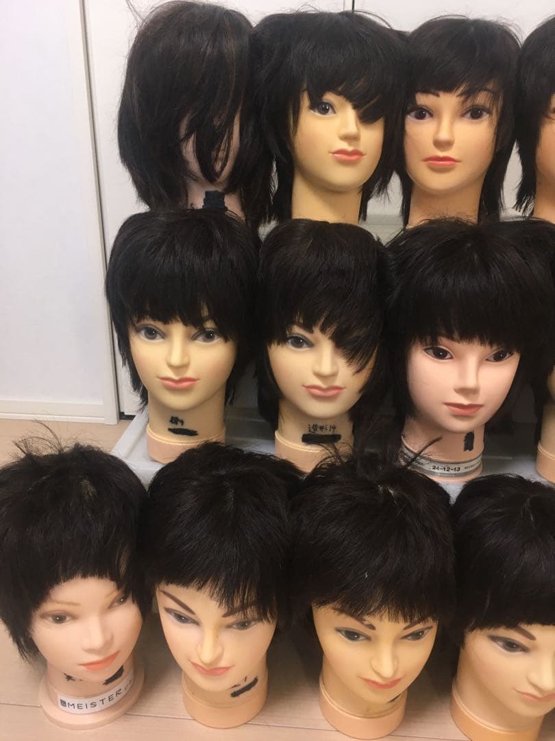 ① カットウィッグ 16体セット　ヘアカット カット マネキン 　美容師実技試験