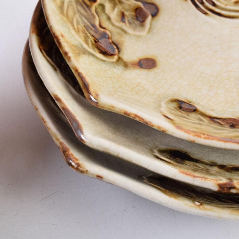 和食器　色絵　カブ形　銘々皿　五客　時代箱　V　8440