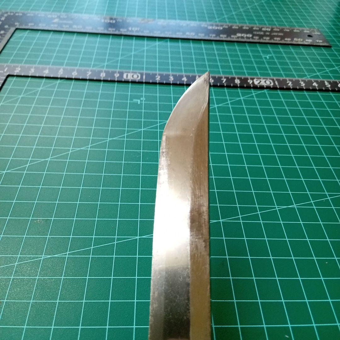 【ナイフ加工用玉鋼/合法サイズ】無銘脇差/錆身日本刀切先部分残欠／刃文直刃