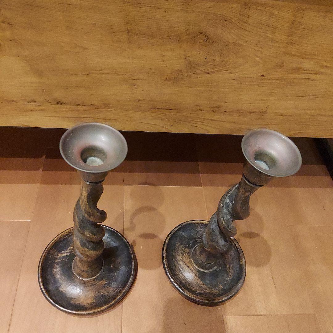 イギリス製ツイストデザインキャンドルホルダー2個セット