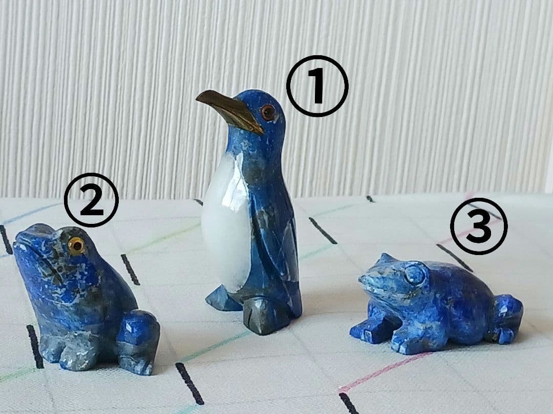 ラピスラズリ　パワーストーン　カエル　ペンギン　チリ&アフガニスタン産