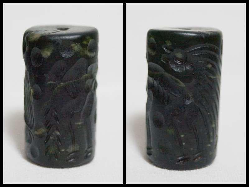 古代バクトリア 石製『人獣戦い』円筒印章シリンダーシール 印材 提げ物 装飾品