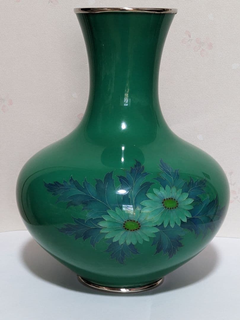 ♦尾張七宝焼 田村七宝 3代田村幸夫造 花文様花瓶 日本工芸会会員 美術品 置物