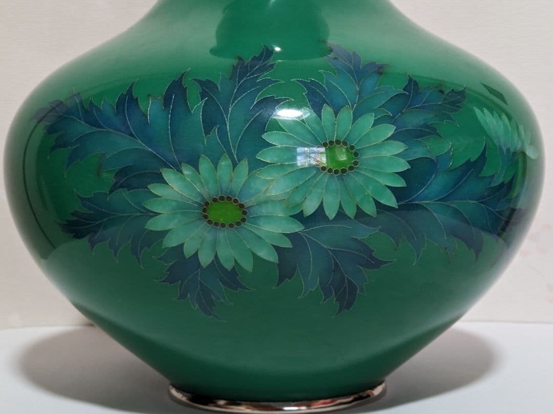 ♦尾張七宝焼 田村七宝 3代田村幸夫造 花文様花瓶 日本工芸会会員 美術品 置物