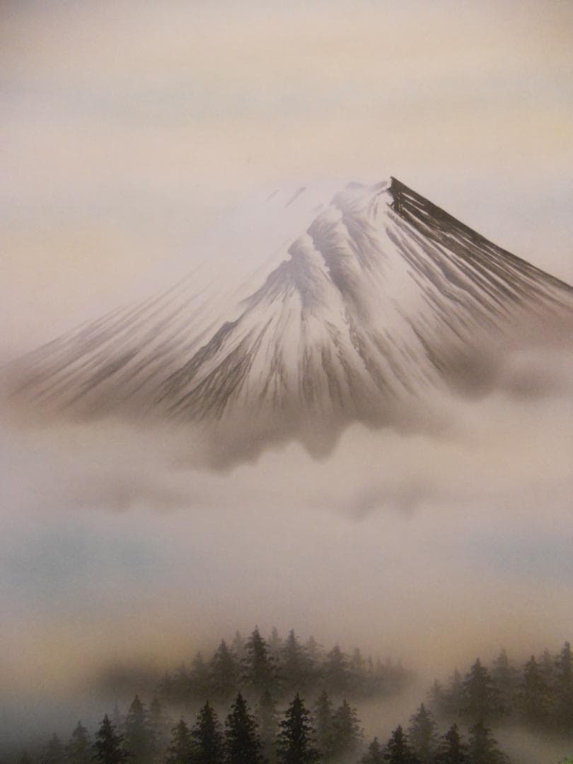 掛け軸 森契雪 富岳瀑声 絹本 希少 軸装 茶道具 掛軸 美品 です。