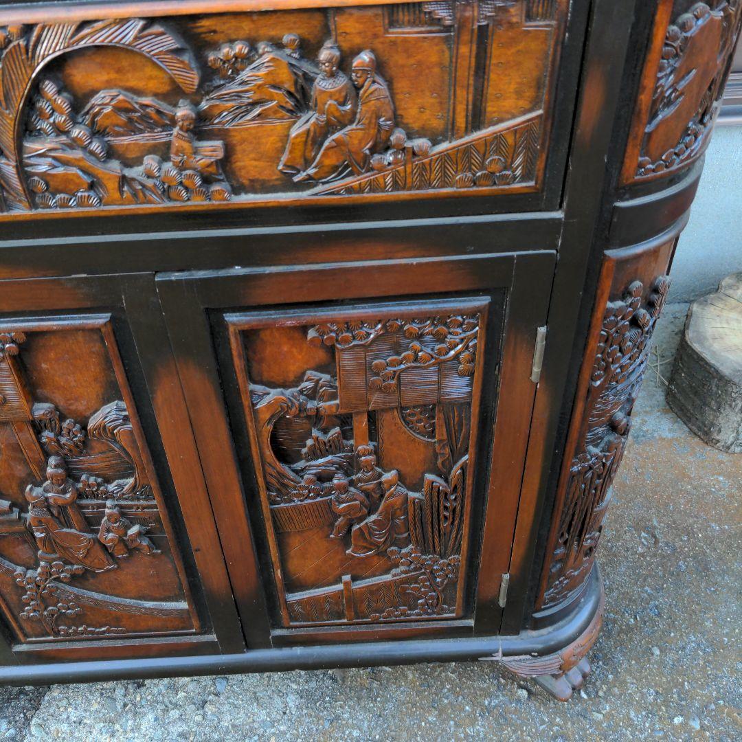 彫刻アンティーク家具　アンティーク家具　中国製チェストバー