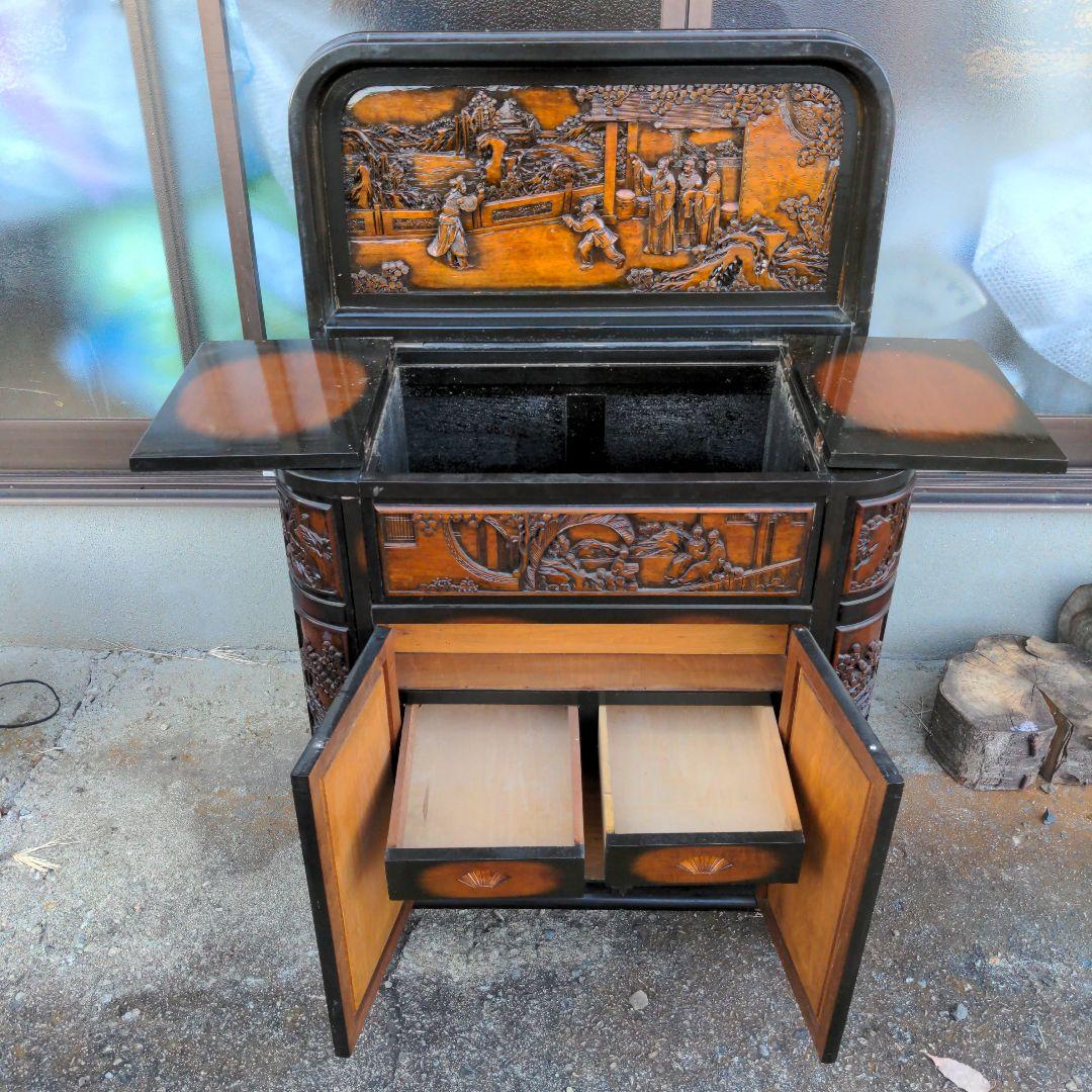 彫刻アンティーク家具　アンティーク家具　中国製チェストバー