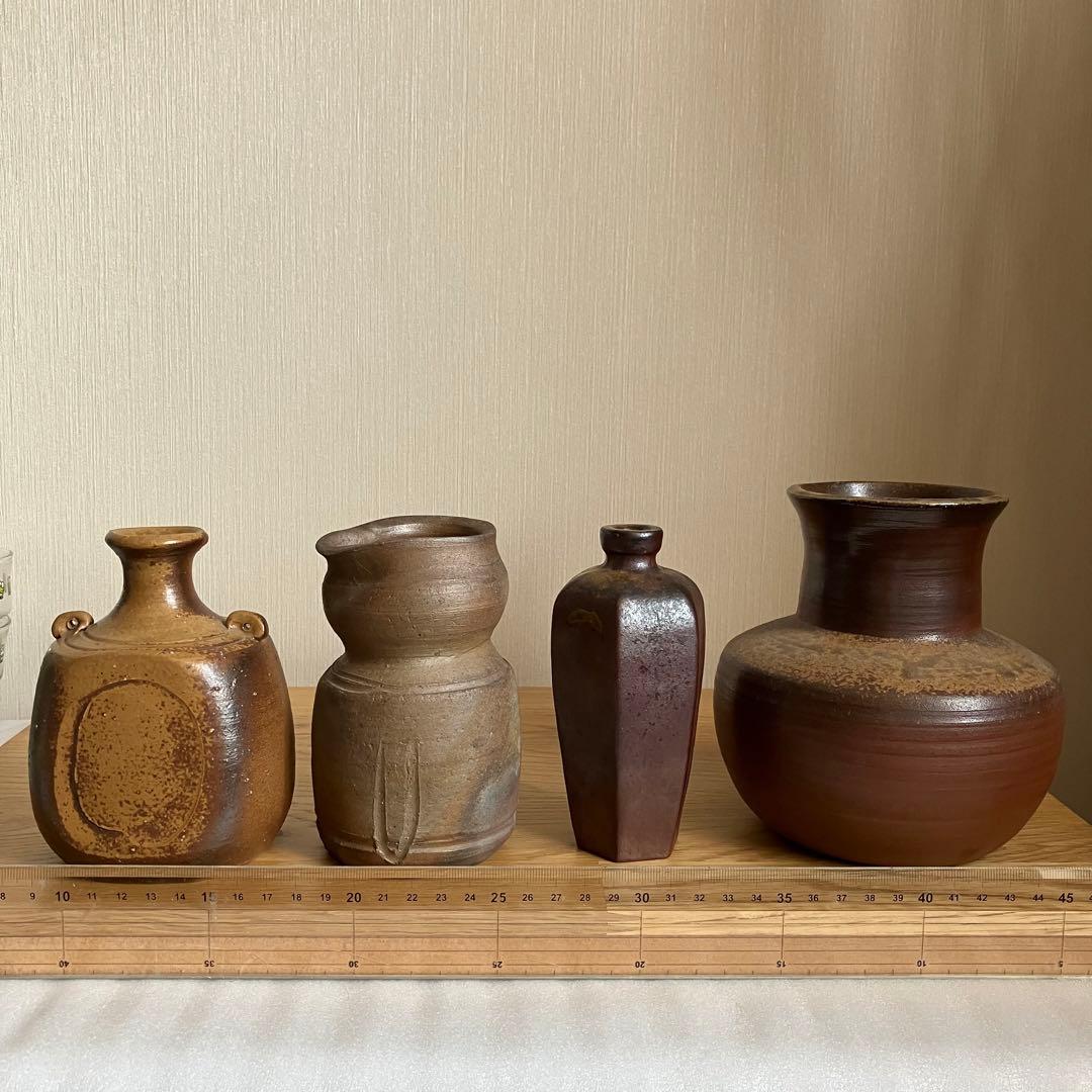 備前焼　花瓶4点セット