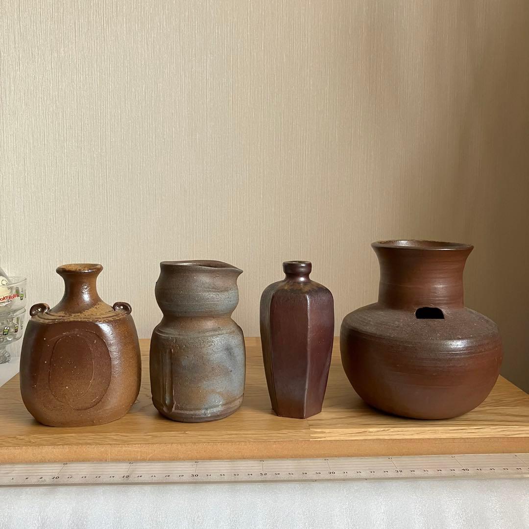 備前焼　花瓶4点セット