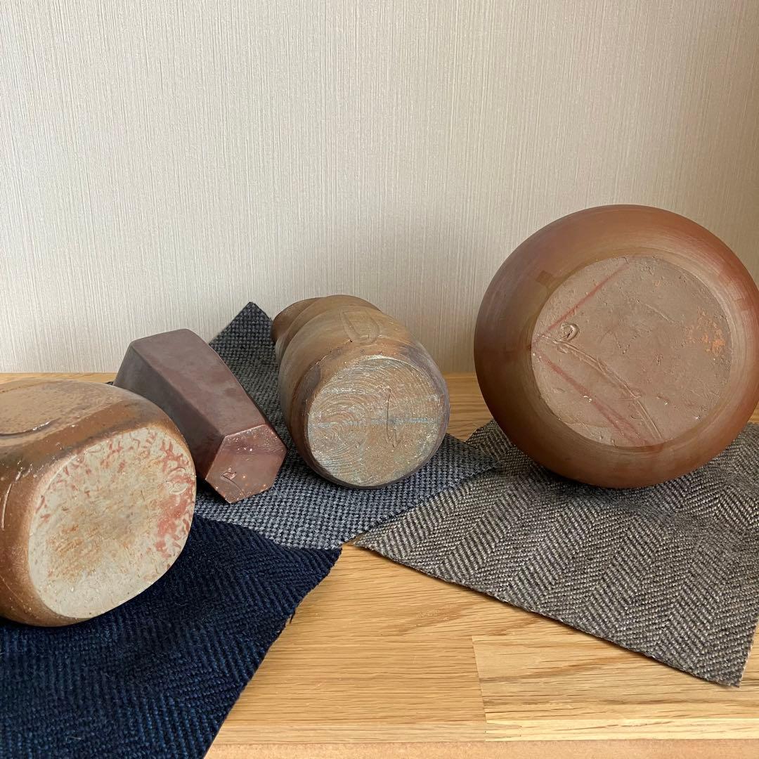 備前焼　花瓶4点セット