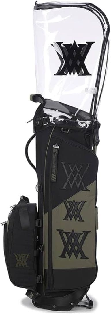 【セール】ANEW アニュー ゴルフバッグ 黒/オリーブ 透明カバー付き