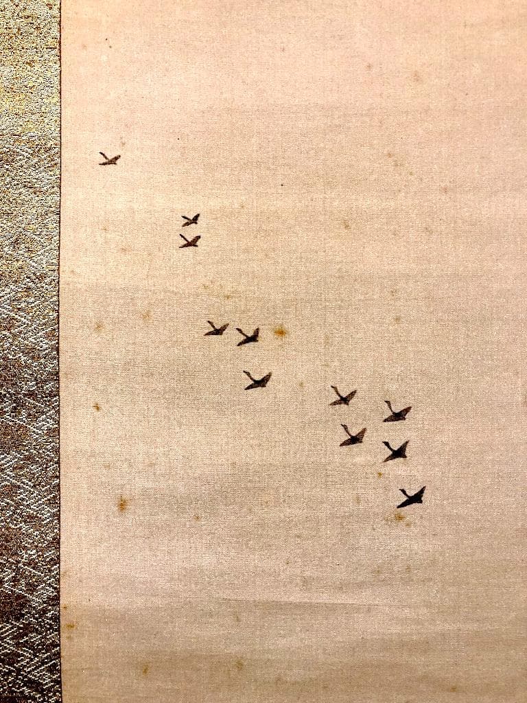 掛軸　絹本彩色　十牛図　春草筆　共箱　古物品。