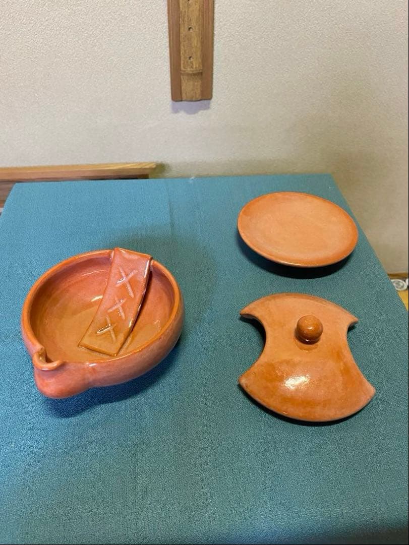 茶道具/夜咄道具 雀瓦 赤楽 利休形 松楽窯