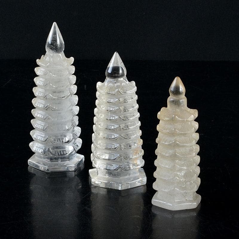天然石　水晶　文昌塔　風水　縁起物　３点まとめて　Ｖ　6874