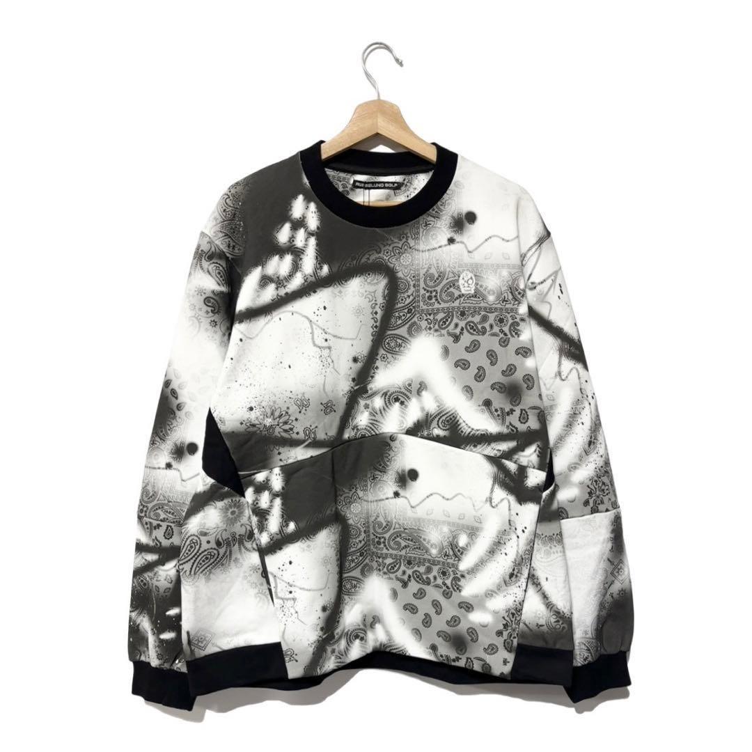 ラッセルノ ゴルフ クルーネック P.O スプレー ペイズリー ホワイト 2XL