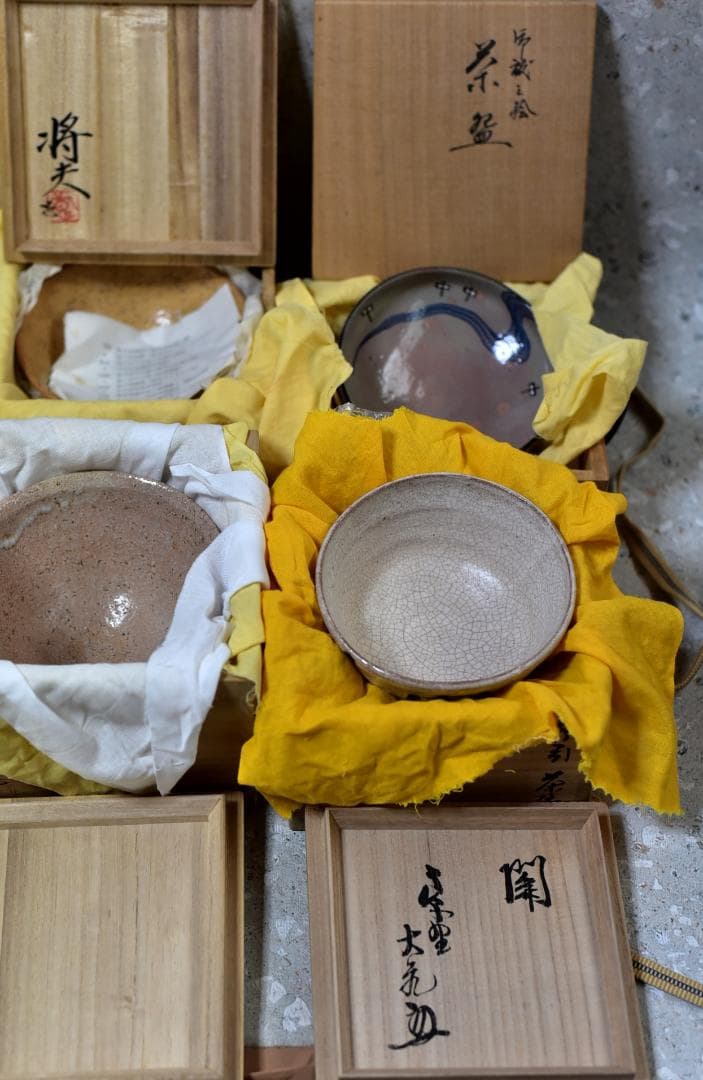 抹茶茶碗４個組【極上品】　萩焼、粉引き　栗田焼　　お茶道具