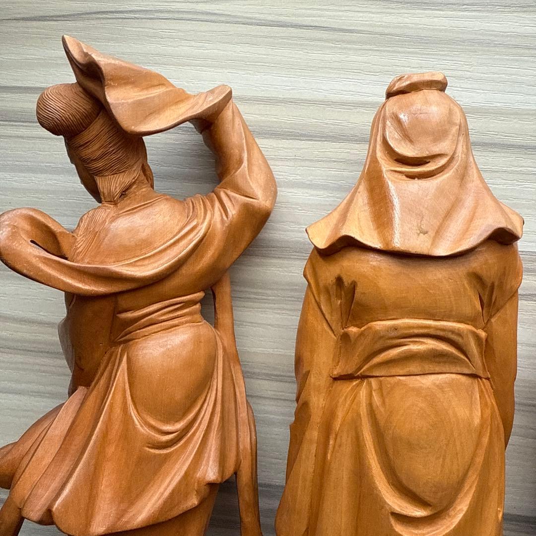 木製置物 4点まとめ売り 木彫り 中国製シールあり