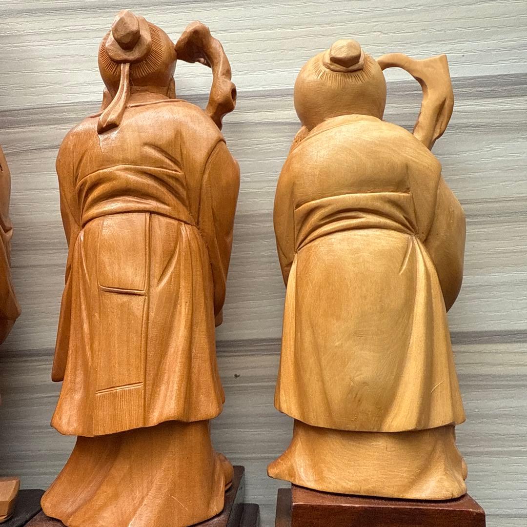 木製置物 4点まとめ売り 木彫り 中国製シールあり