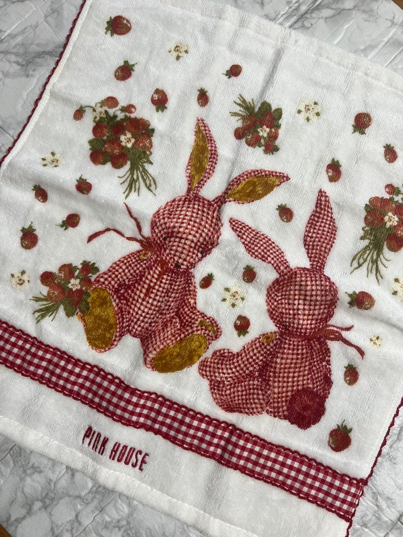 PINK HOUSE ギンガムうさぎウォッシュタオル