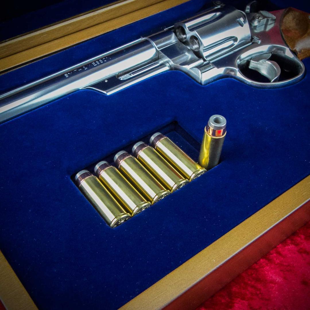 S＆W M29(6.5inch) 用 高級木製化粧箱 GUNケース (Blue)